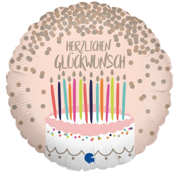 Folienballon - Herzlichen Glückwunsch, Torte - ø 46cm